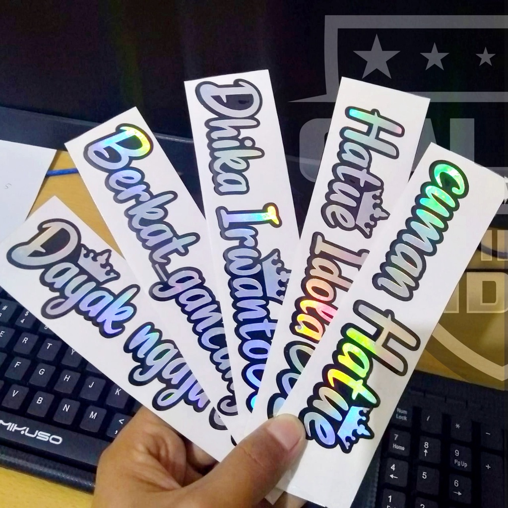 Jual Stiker Nama Mahkota Hologram Stiker Cutting Nama Custom Waterproof