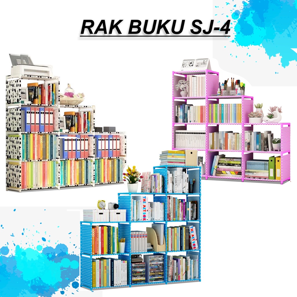 Jual Rak Buku Portable Triple 3 Sisi Serbaguna 12 Layer 9 Ruang Susun