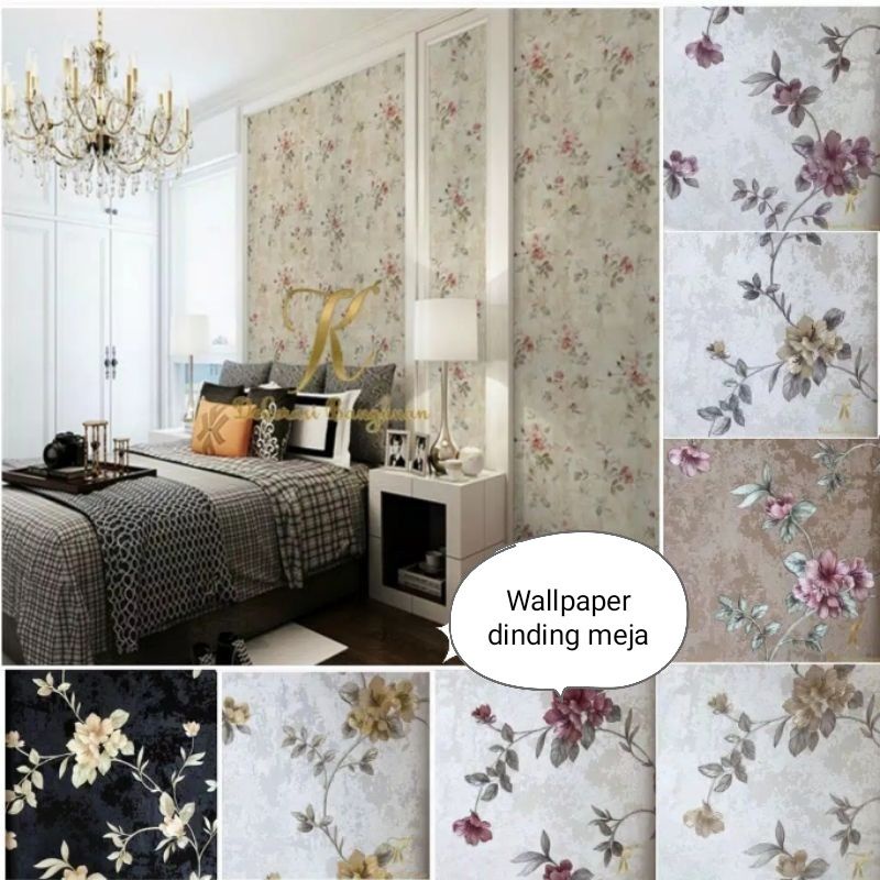 Jual Wallpaper Dinding Vinyl Bertekstur Premium Isi 10meter Motif Bunga