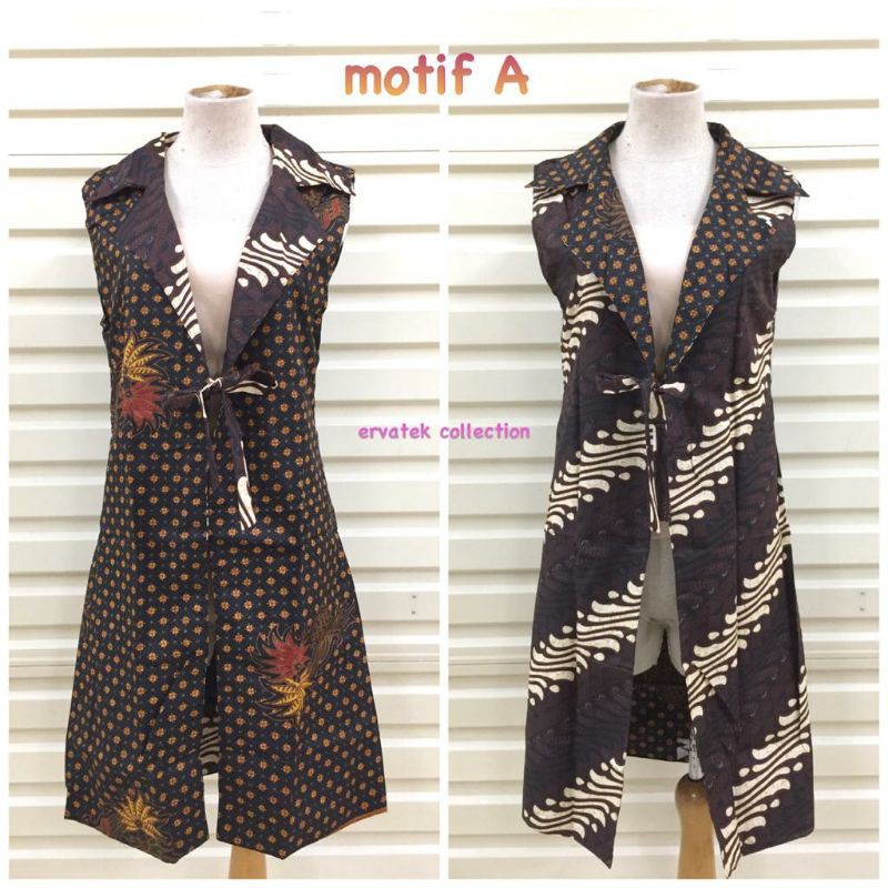 Jual READYSTOCK Rompi Cardigan Panjang BB02 Batik 2 Motif Outer