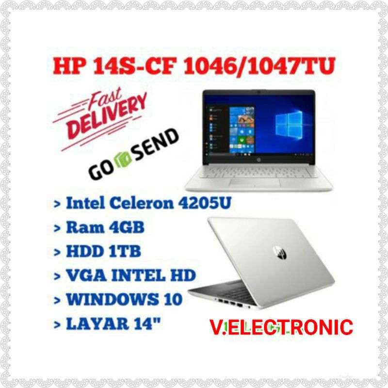 Jual Laptop HP 14S CF1046TU FC1047TU Intel Celeron N4205U RAM 4GB