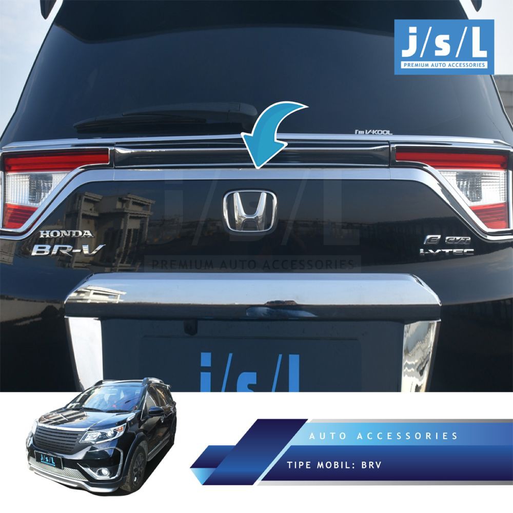 Jual Trunk Lid Chrome JSL List Bagasi Belakang Aksesoris Honda BRV