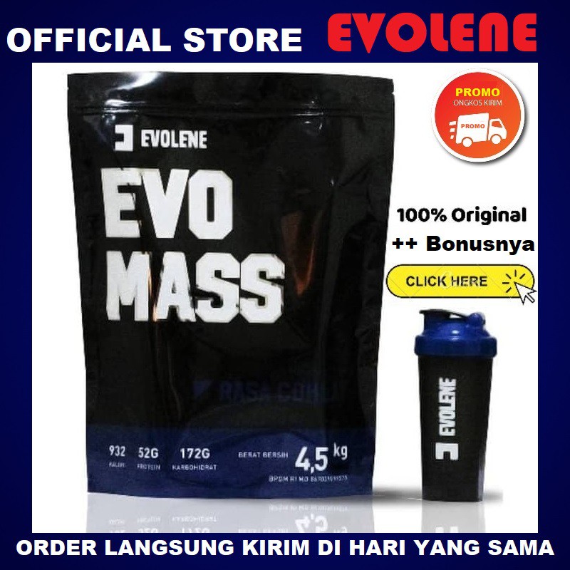 Jual ORIGINAL EVO MASS GAINER EVOMASS 10 LBS EVOLENE BPOM HALAL 10LBS