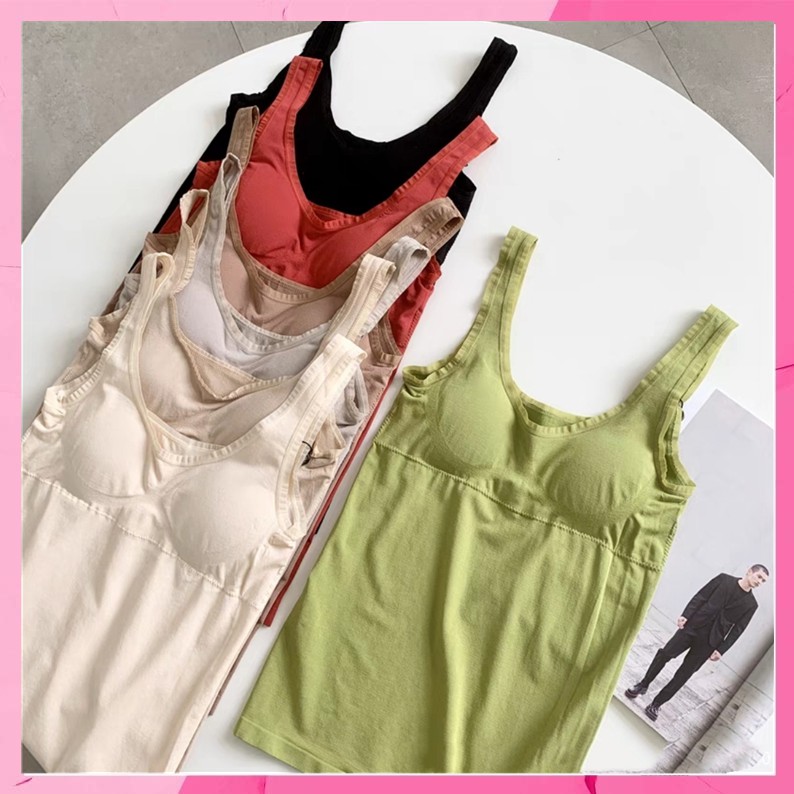 Jual Tank Top Wanita IMPORT Tanktop Polos Elastis With Cup Bra