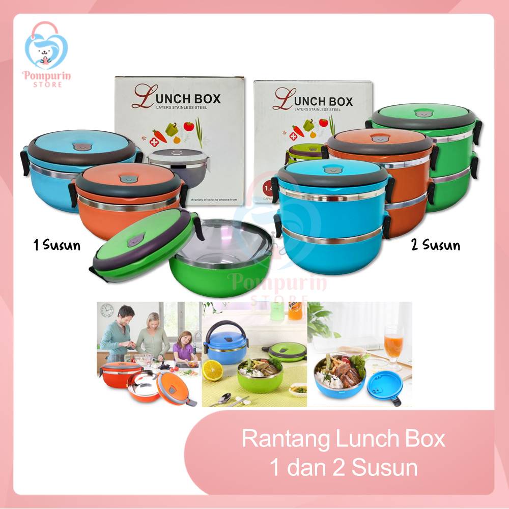 Jual Rantang Lunch Box 1 Susun 2 Susun Bekal Wadah Makan Stainless