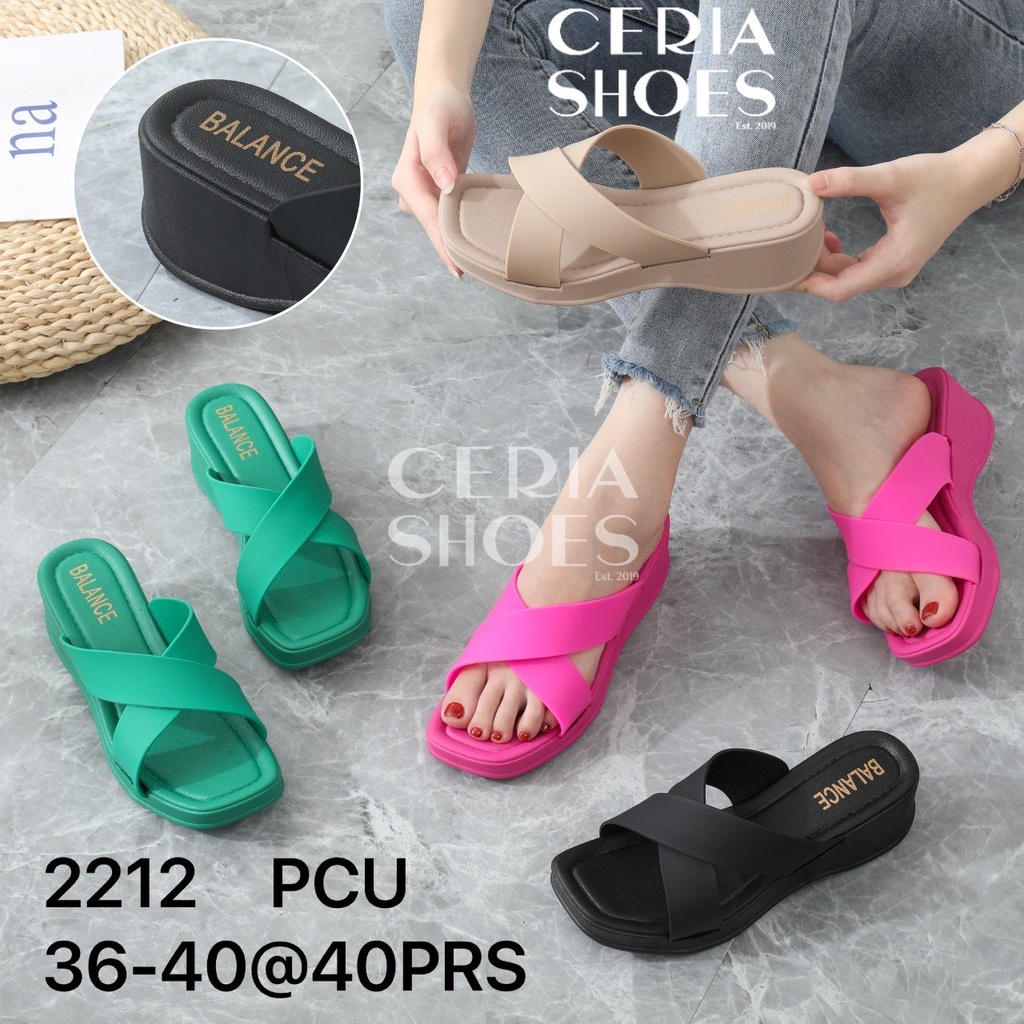 Jual Sandal Wedges Wanita Import Bahan Karet PVC Tebal 5 Cm Karet Empuk