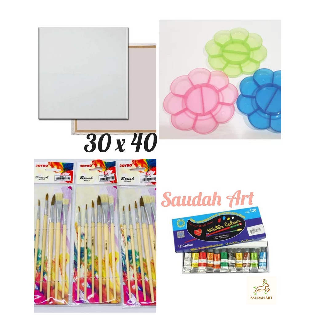 Jual Paket Kanvas Lukis Kanvas X Kuas Palet Cat Air Shopee