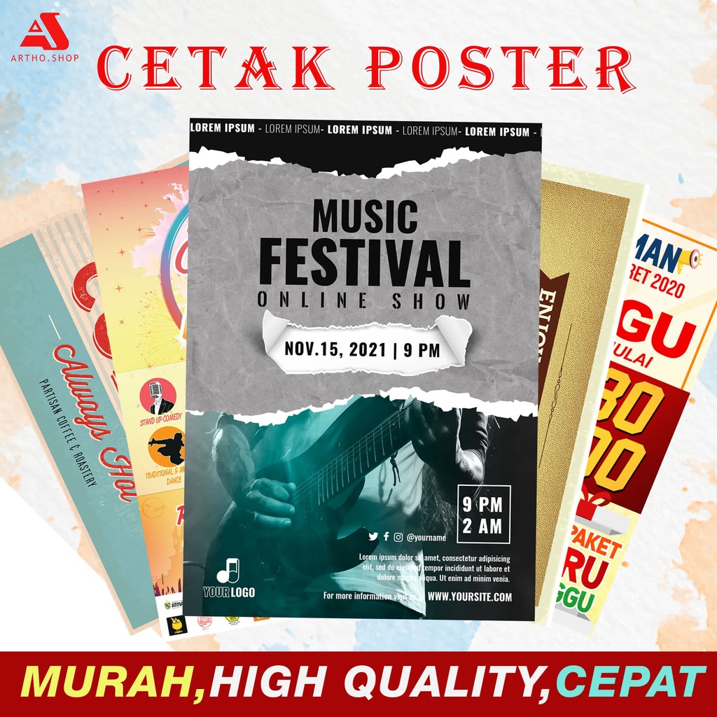 Jual CETAK POSTER COVER BUKU BROSUR FLYER HITAM PUTIH A4 MIN 2