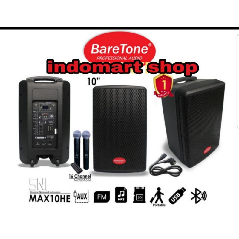 Jual Speaker Portable Wireless Baretone Max 10HE 10 Inch ORIGINAL