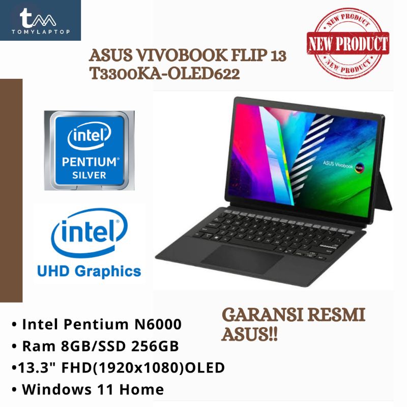 Jual LAPTOP 2IN1 BARU ASUS VIVOBOOK FLIP 13 T3300KA OLED622 INTEL N6000