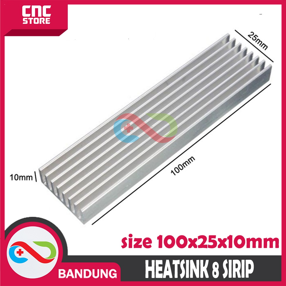 Jual HEATSINK ALUMUNIUM 8 SIRIP 100X25MM 10X2 5CM PENDINGIN LED IC