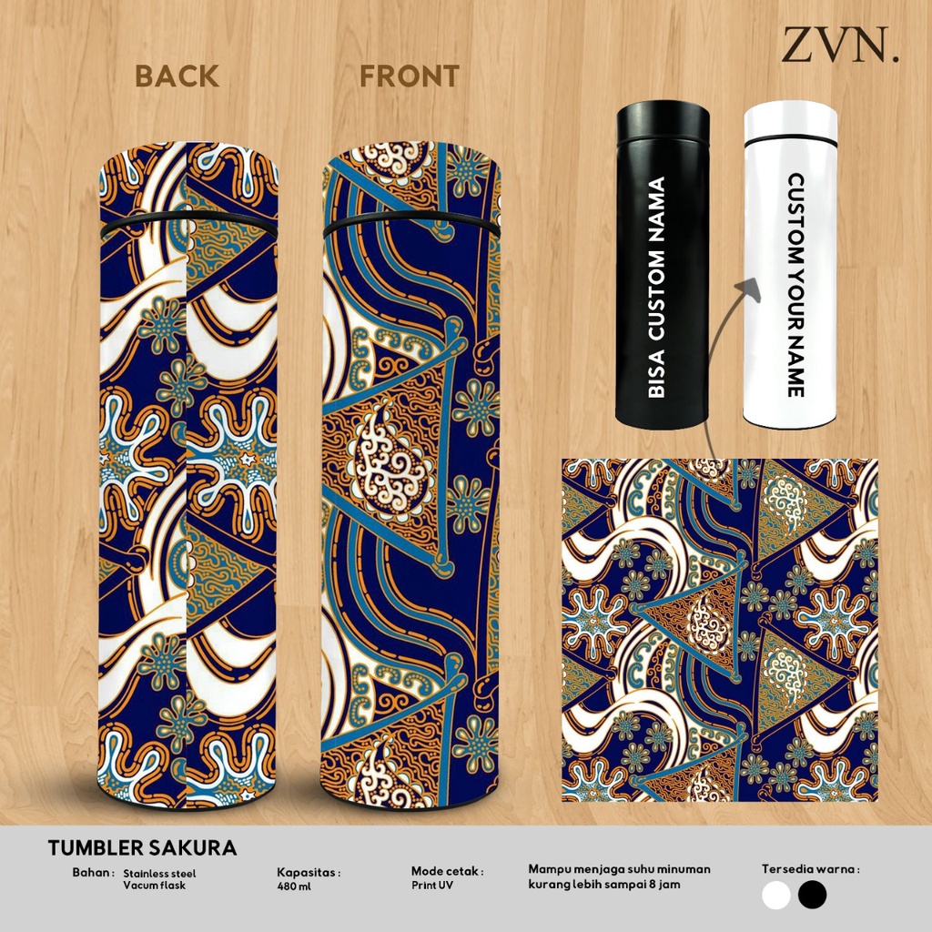 Jual Tumbler Sakura Custom Edisi Batik Nusantara Zvn Shopee Indonesia