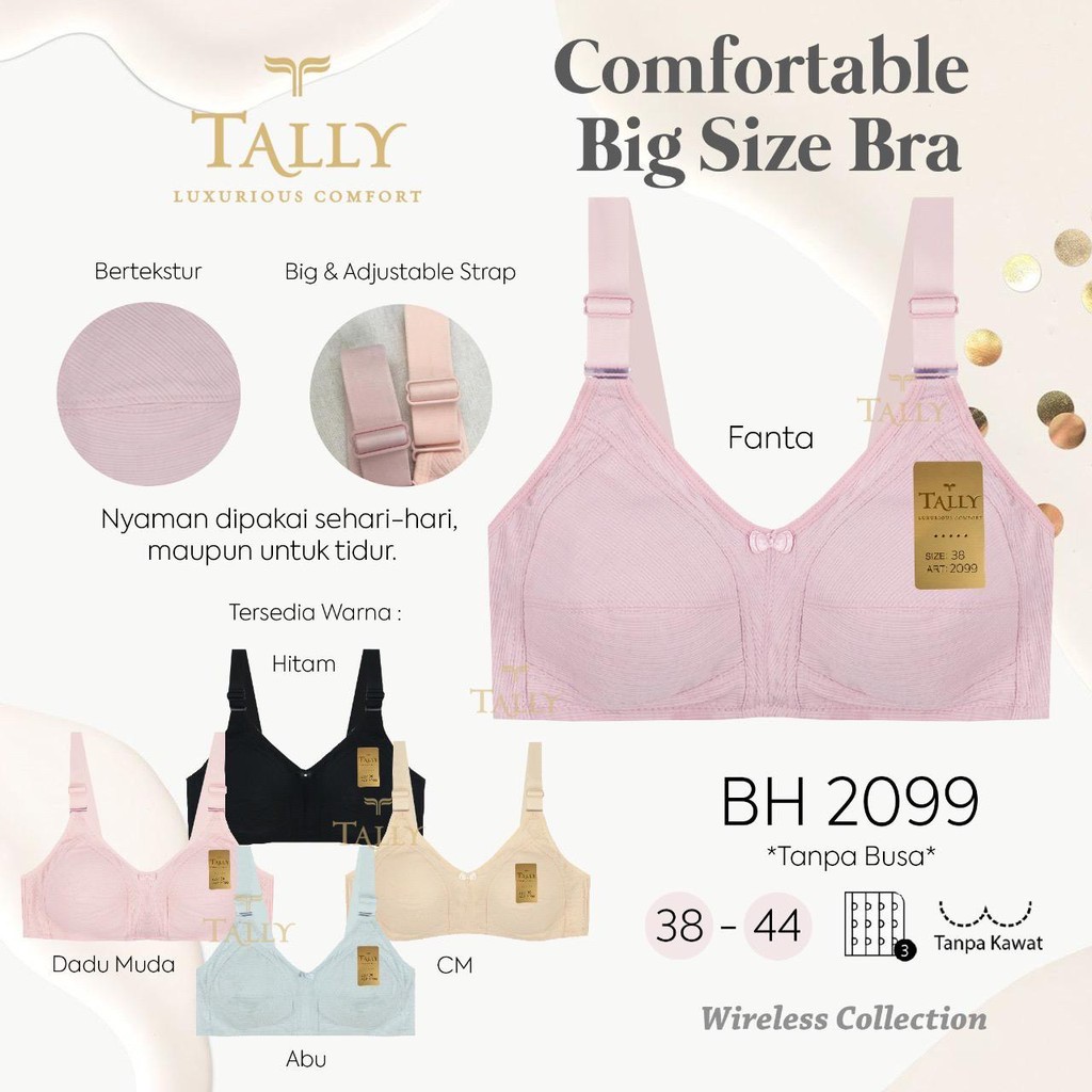 Jual Bra Tally Kally Tanpa Busa Jumbo Bh Big Size Tanpa Kawat