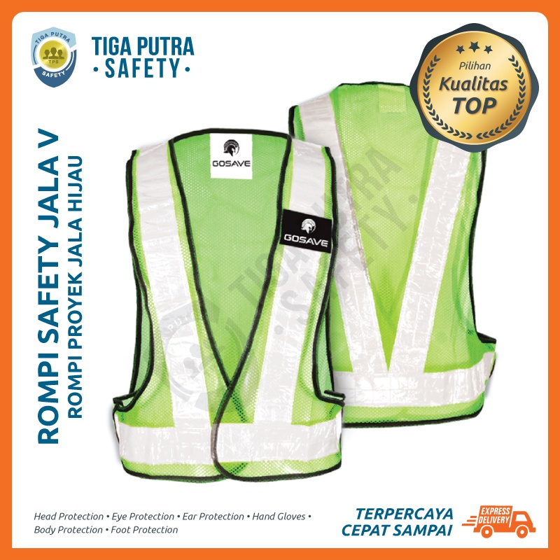 Jual Rompi Safety Proyek Hijau Vest Jaring Jala V Scotlight Gosave