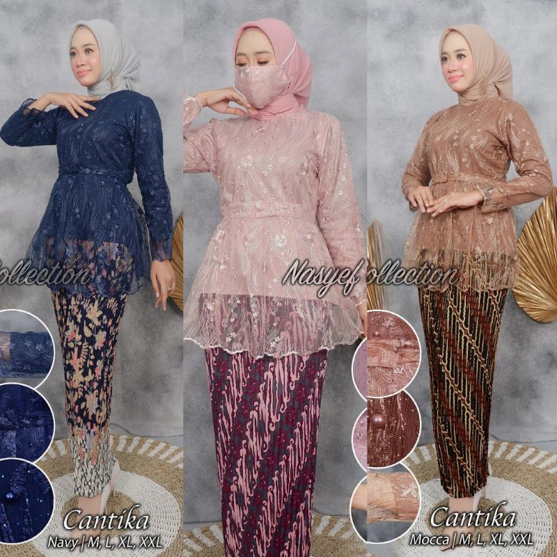 Jual SET KEBAYA MODERN KEBAYA TULLE CANTIKA KEBAYA BROKAT TUNIK BROKAT