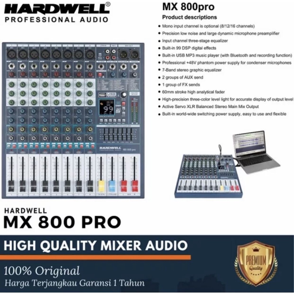 Jual Mixer Audio Hardwell Mx800 Pro Usb Bluetooth Original Mixing 8