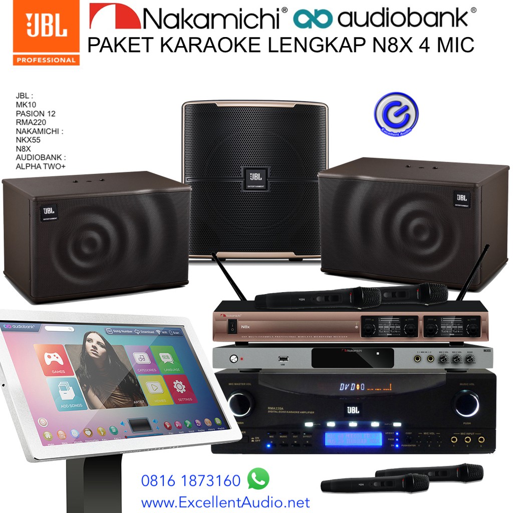 Jual Paket Karaoke JBL MK10 Pasion12 RMA220 Nakamichi NKX55 N8X