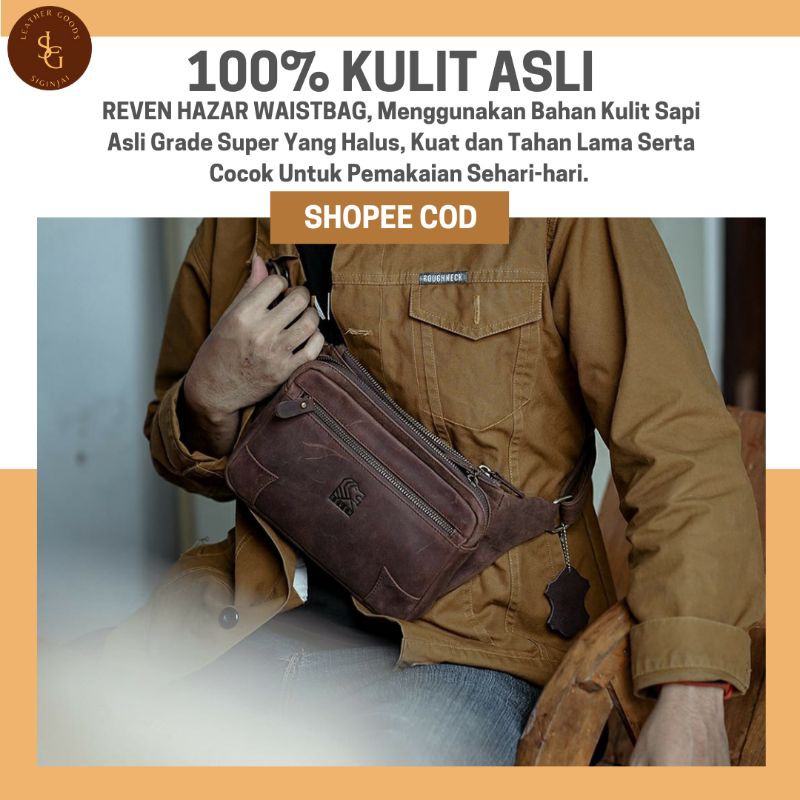 Jual Tas Selempang Kulit Pria Reven Hazar Waistbag Branded Original