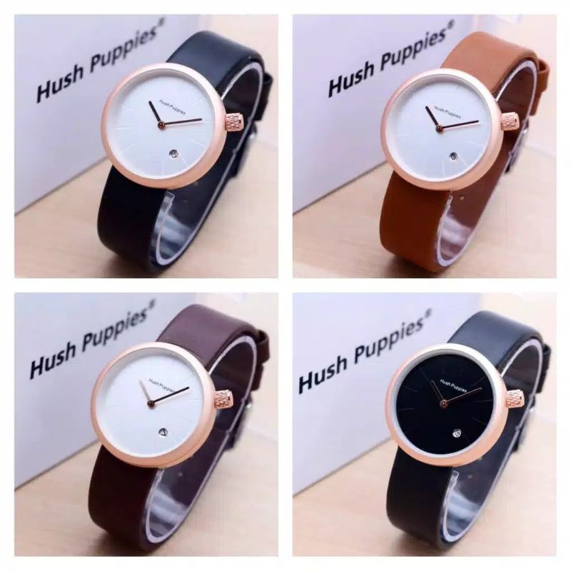 Jual Grosir Jam Tangan Wanita Hush Puppies Bulat Tanggal Aktif Strap