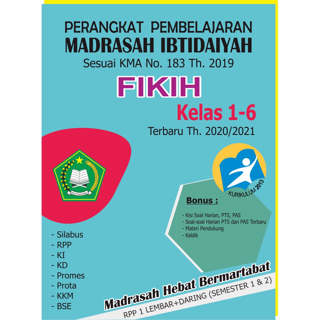 Jual CD RPP 1 LEMBAR Administrasi Perangkat Pembelajaran FIKIH MI