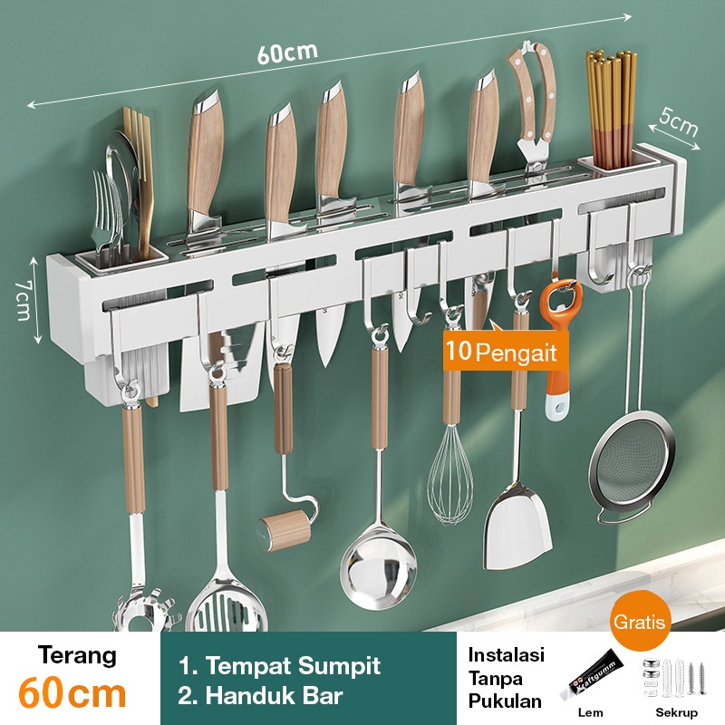 Jual Earise Rak Pisau Dinding Dapur Stainless Steel Rak Gantung Dapur