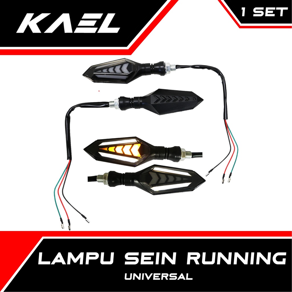 Jual Lampu Sein Assy Running LED Panah 2 Sisi Biru Merah Putih Sen