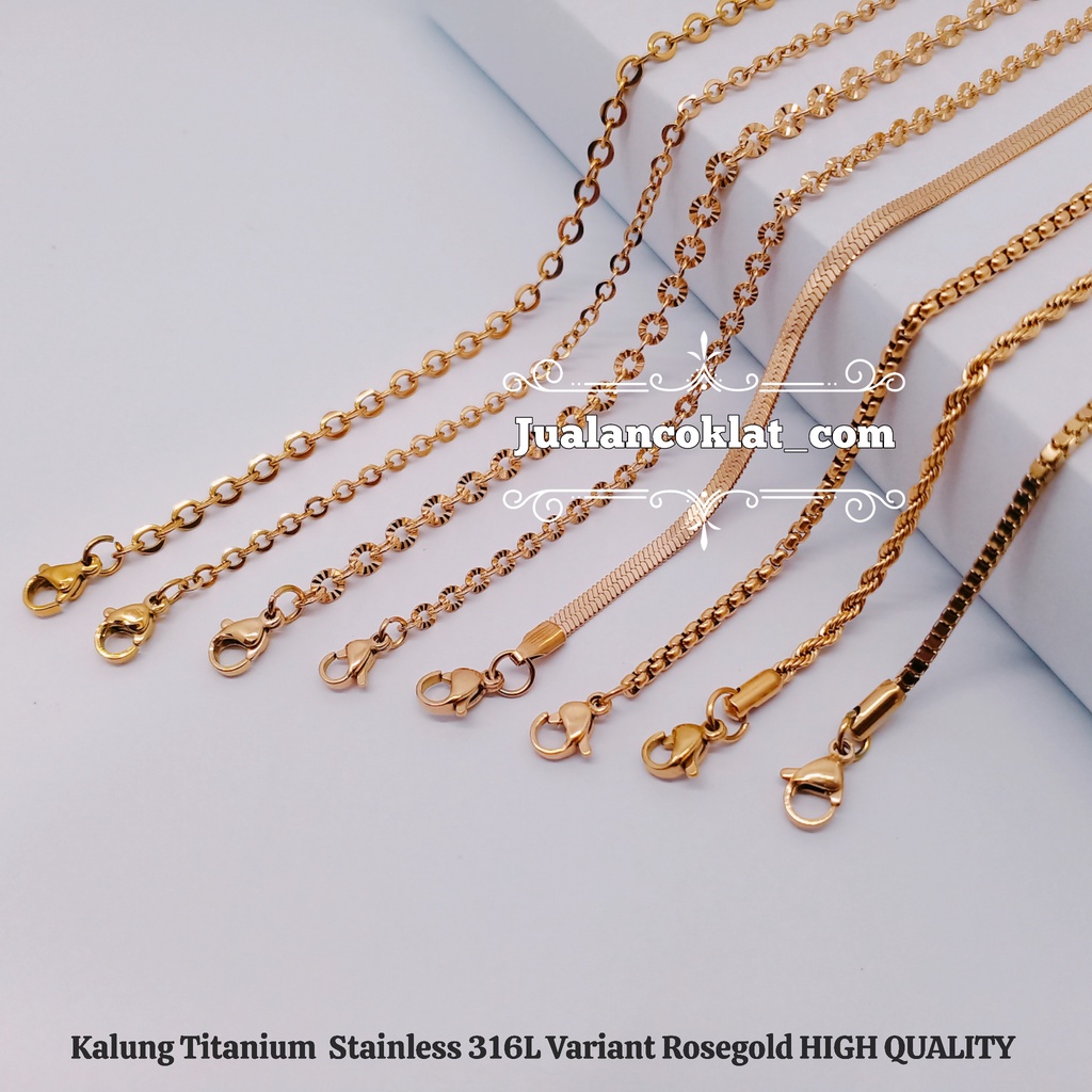 Jual Varian Rosegold Rantai Kalung Titanium Stainless L Chain Rolo