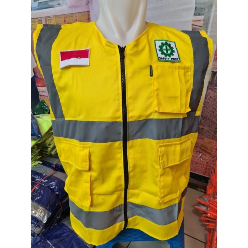 Jual ROMPI SAFETY KERJA PROYEK BAHAN DRILL LOGO K3 DAN BENDERA