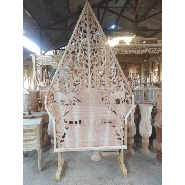 Jual Gunungan Wayang Kayu Ukir Dekorasi Pelaminan Pernikahan MENTAH