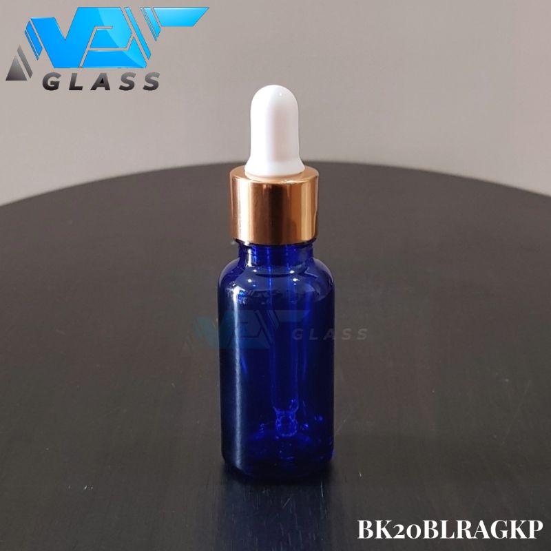 Jual Botol Kaca Pipet Ml Tebal Biru Ring Almunium Gold Shopee