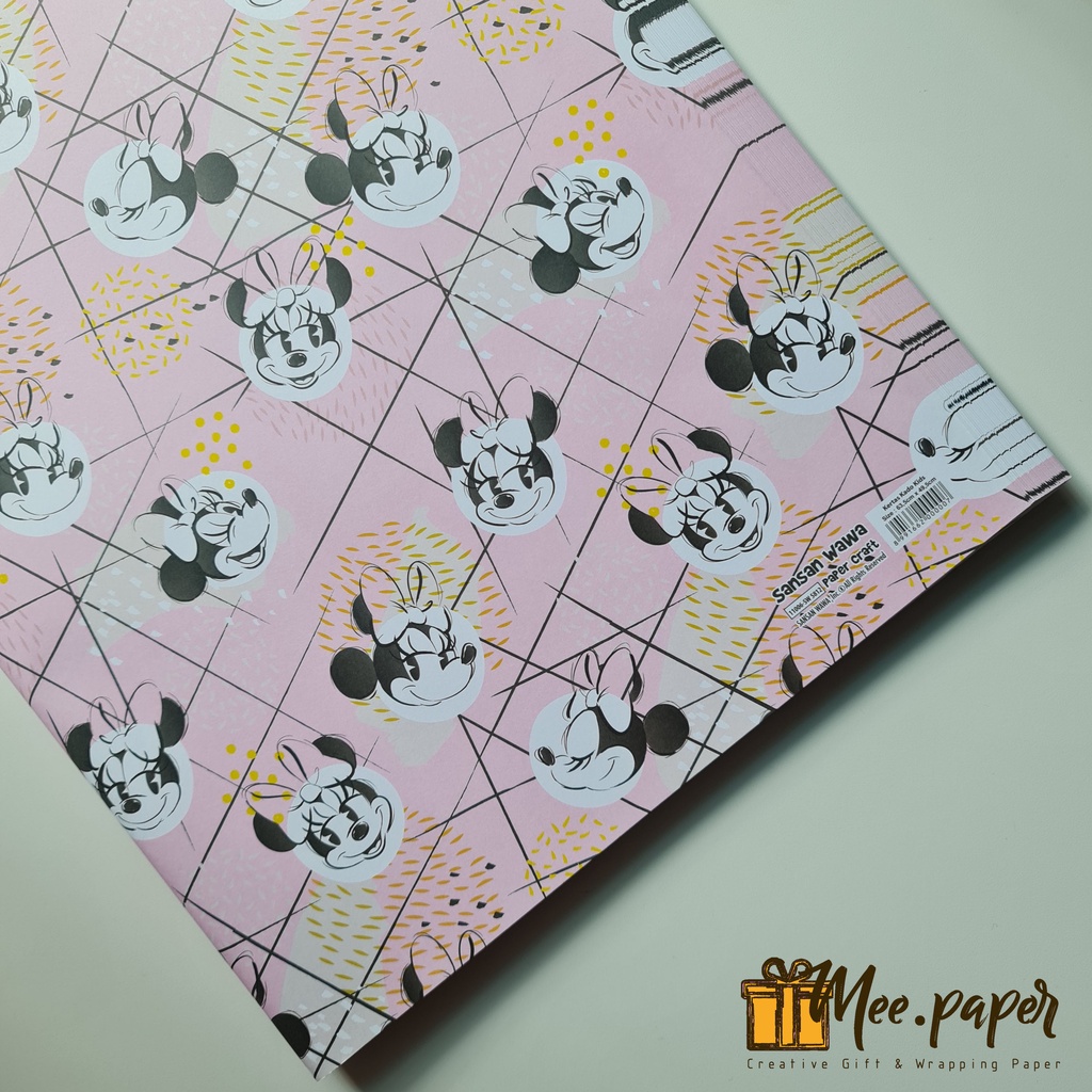 Jual Kertas Kado Sansan Wawa Motif Mini Mouse Garis Pink Bungkus