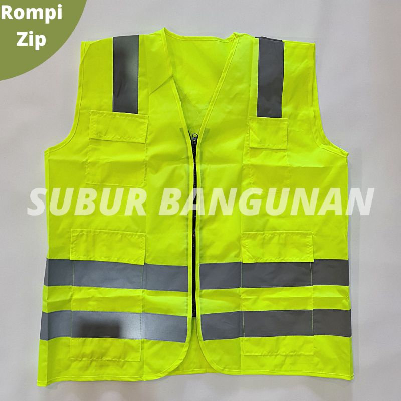 Jual Rompi Proyek Safety Parasut Tebal Hijau 2 Kantong Zipper Scotlight