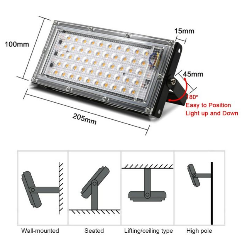 Jual Lampu Sorot Taman Lapangan Voli Badminton Flood Light 4500 Lumens