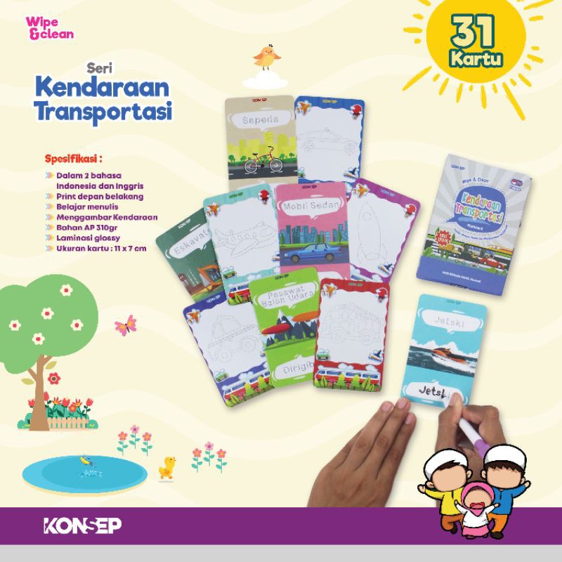 Jual Flash Card Wipe And Clean Free Spidol Flashcard Huruf Abjad