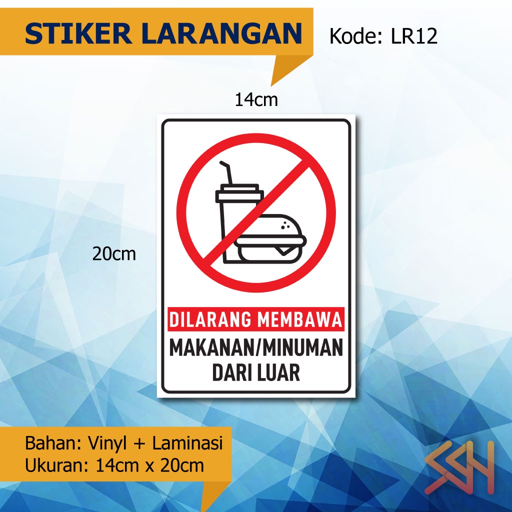 Jual Sticker Stiker Larangan Dilarang Membawa Makanan Minuman Hewan