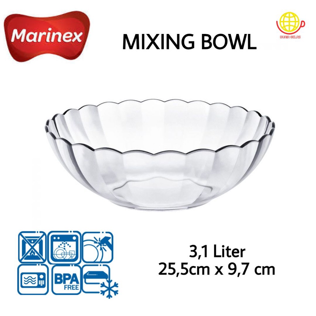 Jual Mangkok Salad Marinex Liter Mixing Bowl Besar Mangkok Kaca Besar