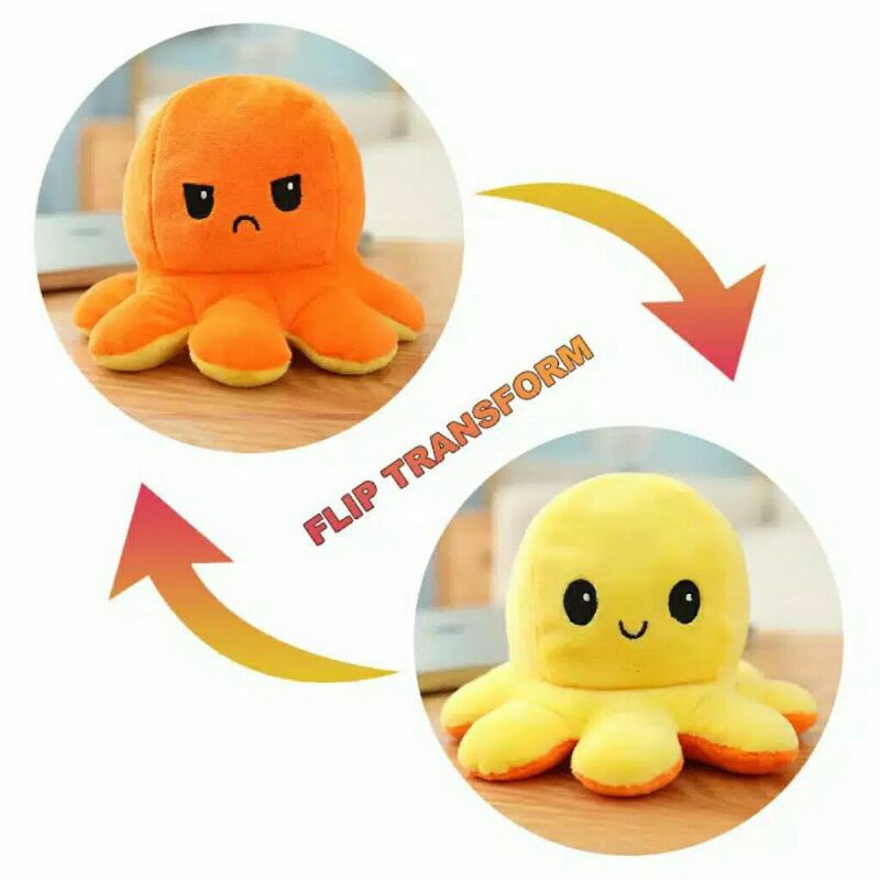 Jual Boneka Gurita Octopus Doll Flip 2 Warna Emoticon Berubah Bolak