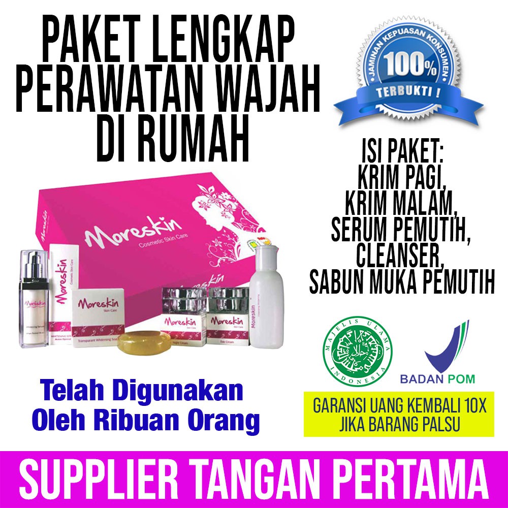 Jual PROMO PAKET PERAWATAN KECANTIKAN SKINCARE MORESKIN PENCERAH WAJAH