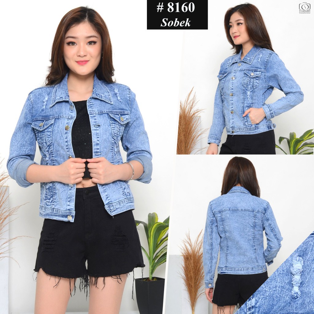 Jual Bisa COD MC Girl Jaket Jeans Sobek Snow Wanita Jaket Jeans