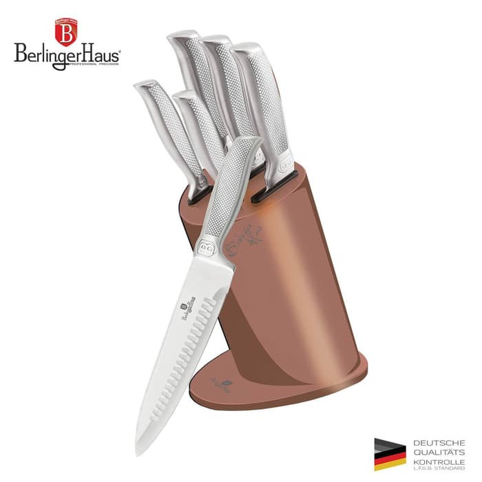 Jual Berlinger Haus Knife Set 6 Pcs With Stand Rose Gold Kikoza Atau