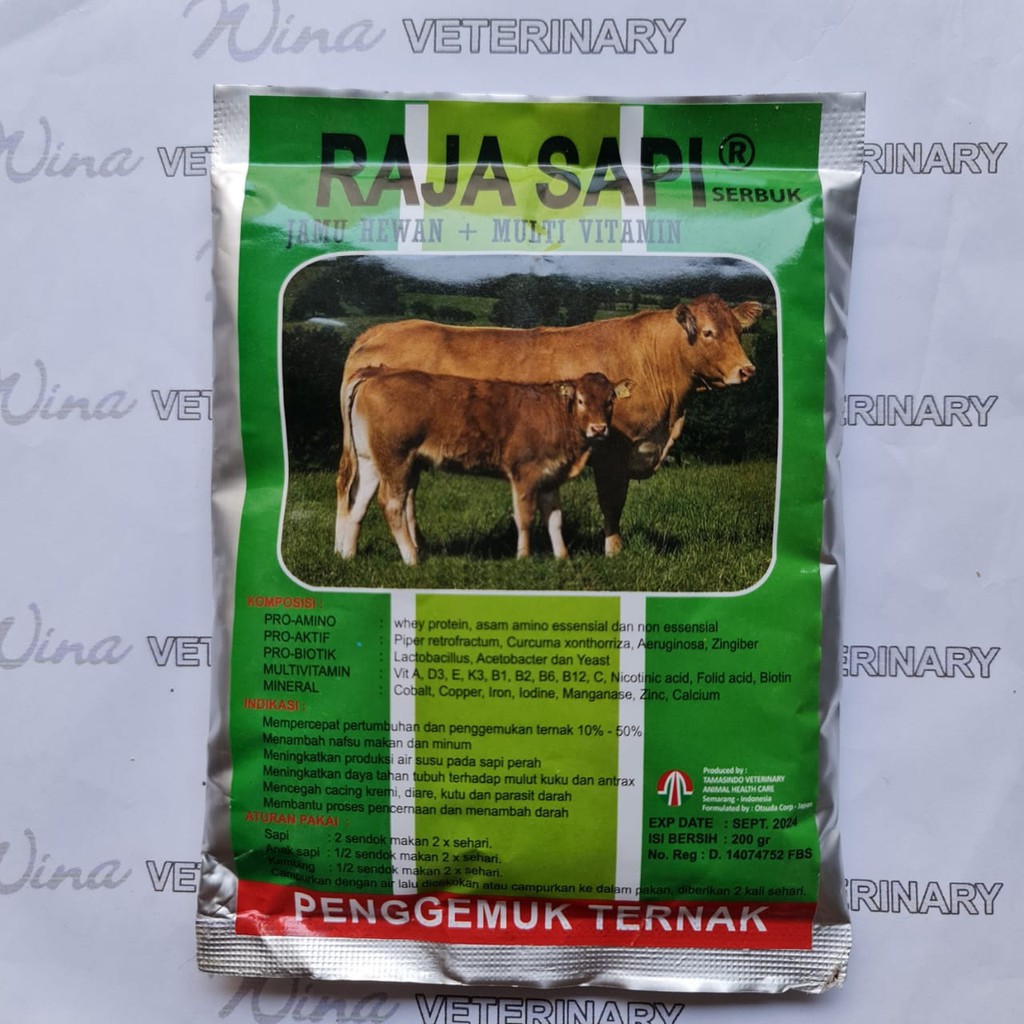 Jual Raja Sapi Serbuk Jamu Hewan Multivitamin Penggemuk Ternak Gr