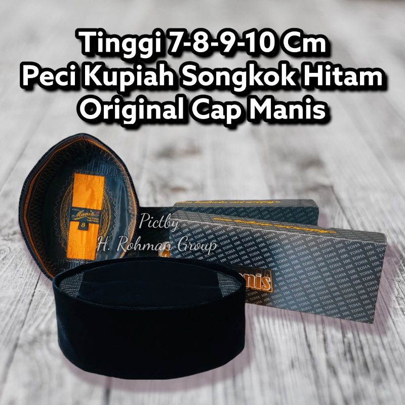 Jual Manis Peci Songkok Kopiah Merek Manis Original Hitam Polos Ac