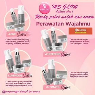 Jual MS Glow Paket Wajah Acne Luminous Ultimate Whitening Free Pouch