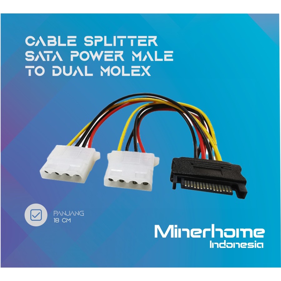 Jual Kabel Power Sata Pin Male To Dual Molex Female Shopee Indonesia