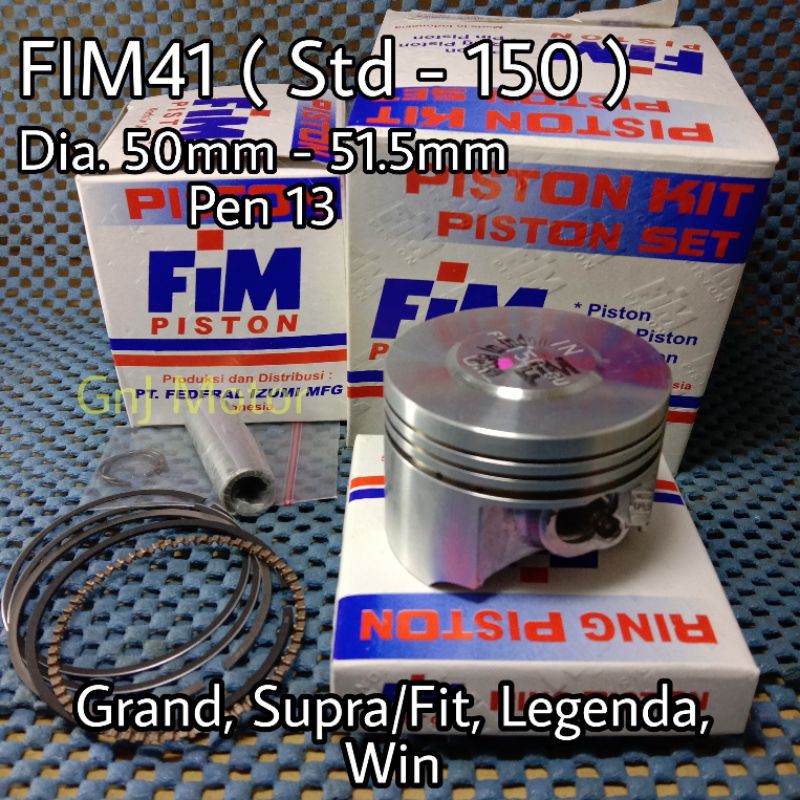 Jual Seher Piston Kit FIM Set Honda Supra Fit Legenda Grand Win Std