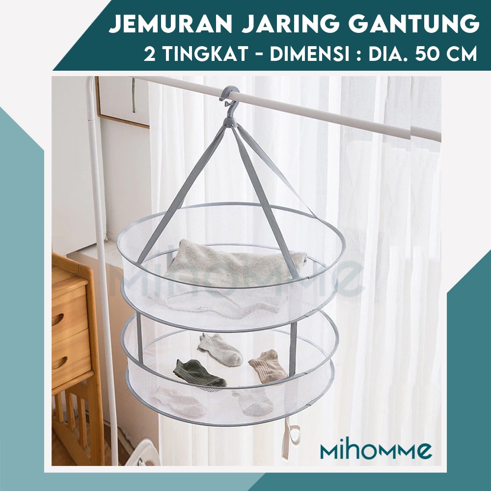 Jual Jemuran Jaring Gantung Bulat Keranjang Laundry Pengering Baju Kaos