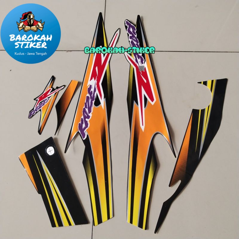 Jual Striping Stiker Polet Kawasaki Kaze R Oren Stiker Body Standar