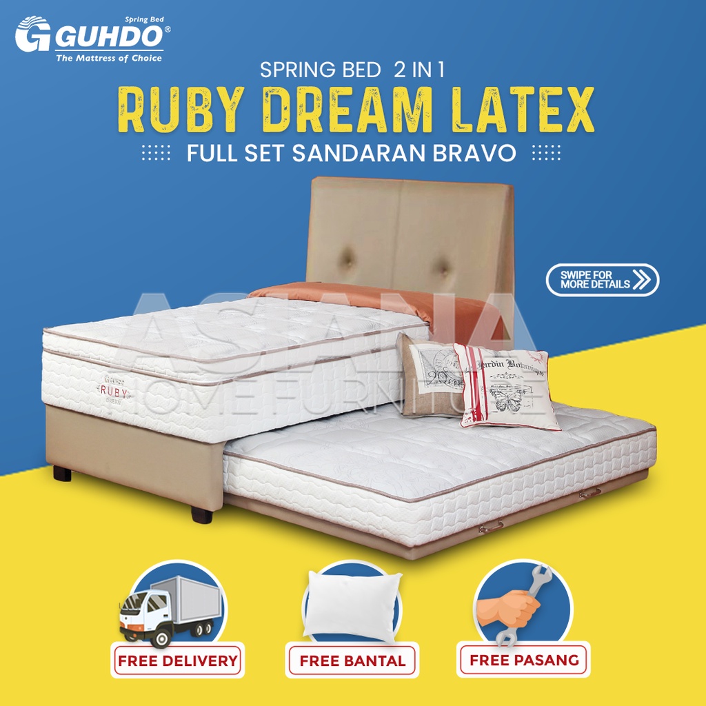 Jual Guhdo Spring Bed Sorong In Ruby Latex Full Set Sandaran Bravo