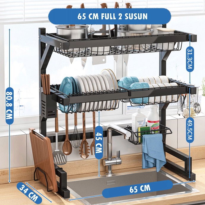 Jual ES Rak Piring Wastafel Stainless Steel Rak Cuci Piring Dapur Rak