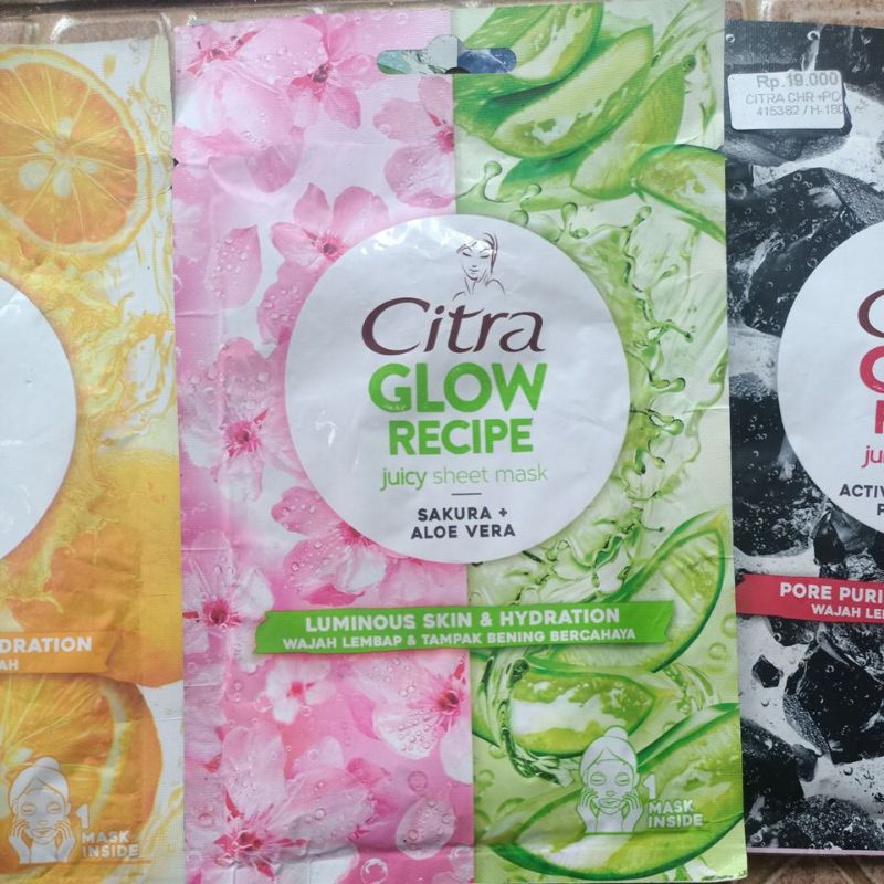 Jual Citra Glow Recipe Juicy Sheet Mask Activated Charcoal